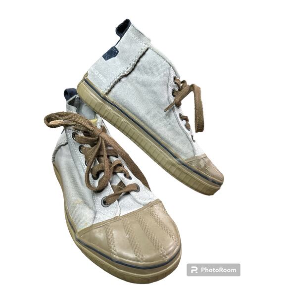 Men's Sorel Sentry Chukka Hi Tops Lace Up Grey Brown Rubber Toe Sneaker Size 7 - Picture 1 of 8
